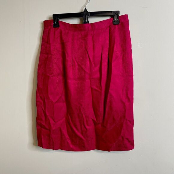 Unbranded Fushia Pink Womens Skirt 100 % Silk Lined Zip Elastic Waist Size 14P - Picture 1 of 3